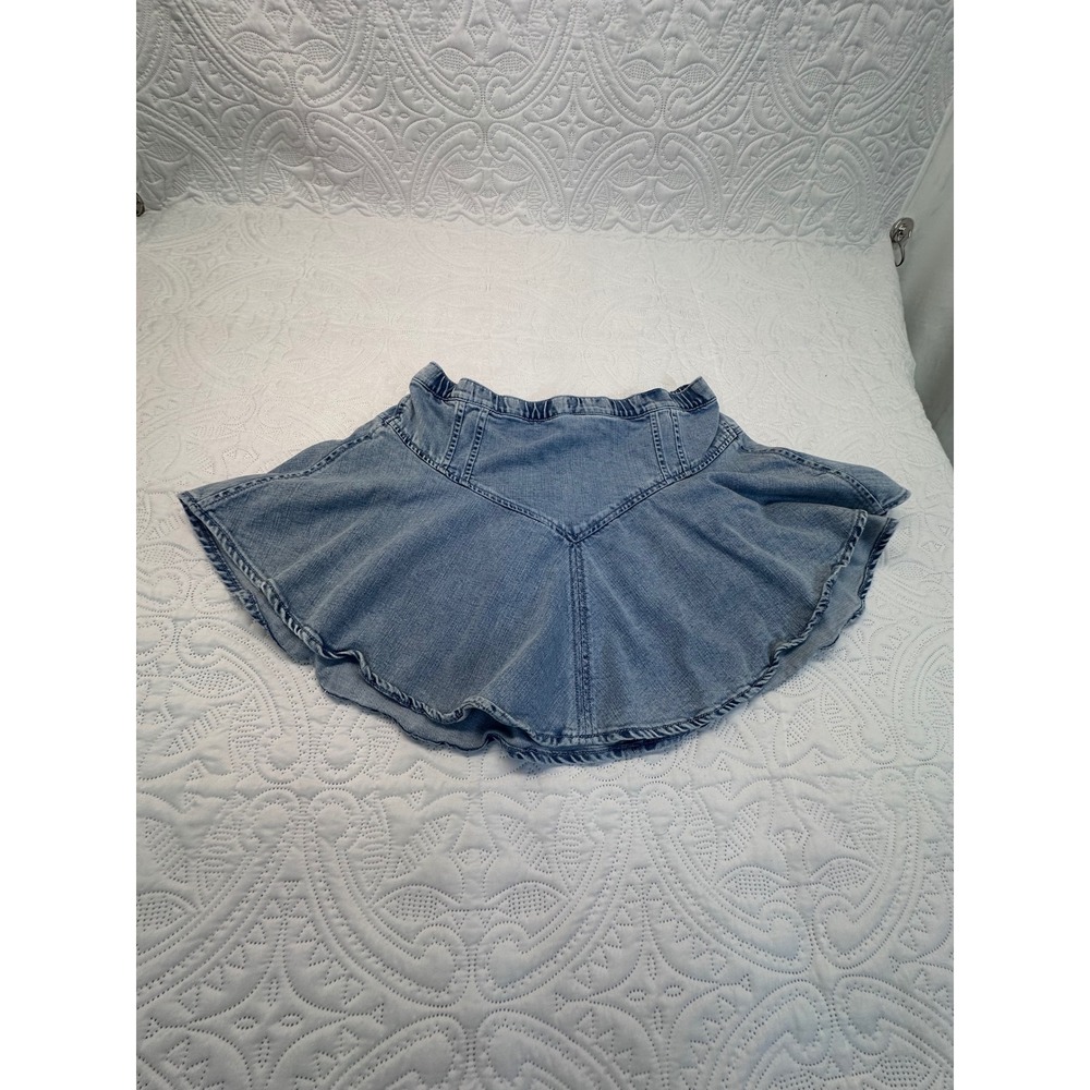 Aerie Light Wash Denim Mini Skirt Skater Style Flared Blue Size Medium